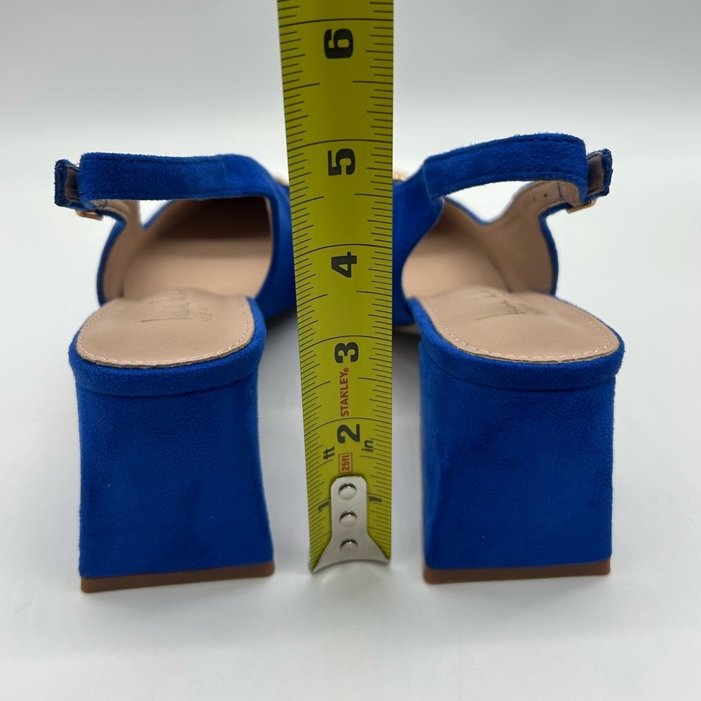 Nicole Miller New York Melrose Blue Faux Suede Slingback Block Heel Pumps 6 NIB - Picture 8 of 13